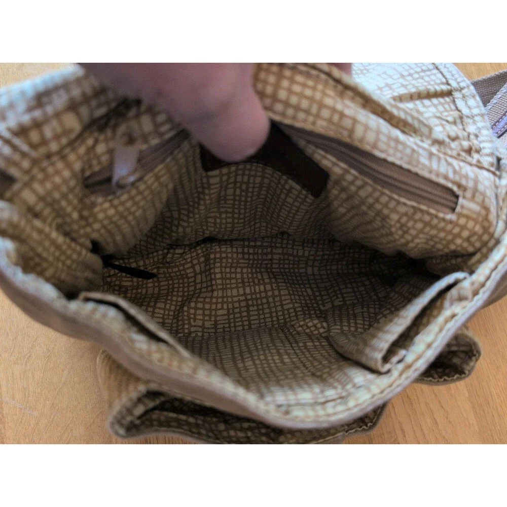 Vintage Y2K Fossil Canvas Crossbody Bag Khaki Tan Utility Messenger Purse Small